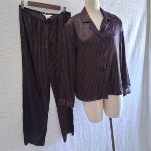 Gillian+O'Malley Black/Red/Purple Striped Button-Up Small Pajama Set